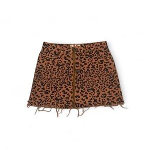 Free People Leopard Print Mini Skirt in Brown and Black